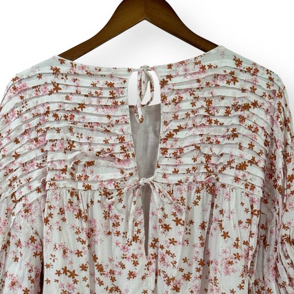 Free People Dessa Ivory Combo Thong Bodysuit Small Floral Print Boho Coquette - Picture 7 of 16